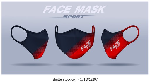 Face Mask Design Template, Dust Protection & Breathing Medical Respiratory.