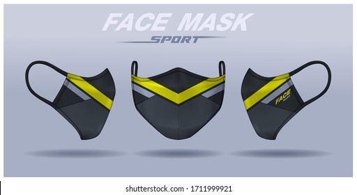 Face Mask Design Template, Dust Protection & Breathing Medical Respiratory.