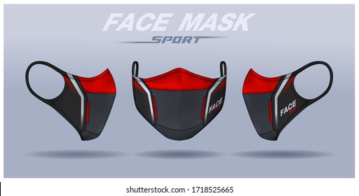 face mask design template, dust protection & breathing medical respiratory.