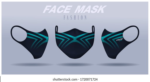 Face Mask Design Template, Dust Protection & Breathing Medical Respiratory.