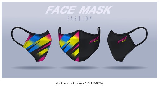 face mask design template, dust protection & breathing medical respiratory.
