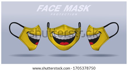 face mask design template, dust protection & breathing medical respiratory.
