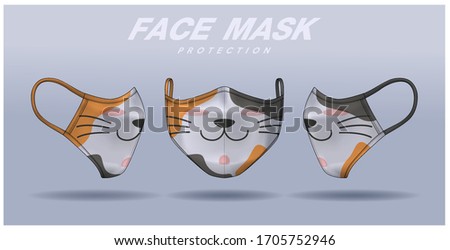 face mask design template, dust protection & breathing medical respiratory.