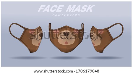 face mask design template, dust protection & breathing medical respiratory.