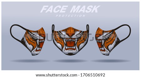 face mask design template, dust protection & breathing medical respiratory.