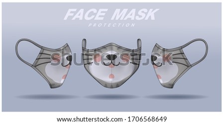 face mask design template, dust protection & breathing medical respiratory.