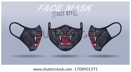 
face mask design template, dust protection & breathing medical respiratory.