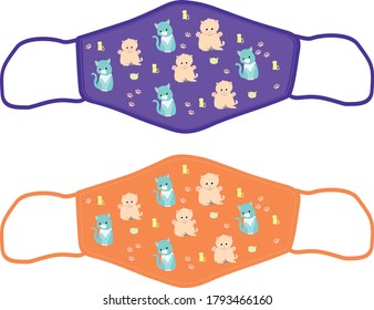 Face Mask Design Template for print. protection Mask pattern vector cloth 