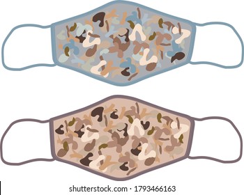 Face Mask Design Template for print. protection Mask pattern vector cloth 