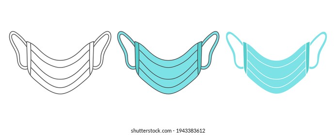 face mask design vector. clipart cartoon illustration. black and white outline element