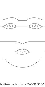 Face mask drawn using one line. Minimalist abstract person portrait modern design. Beauty spa wellness dermatology health. Simple clean white background line vector