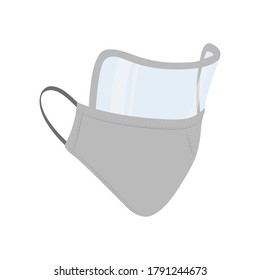 Face Mask with Eye Guard, Plastic Guard, Coronavirus Protection, PPE, Personal Protective Equipment Vector Illustration