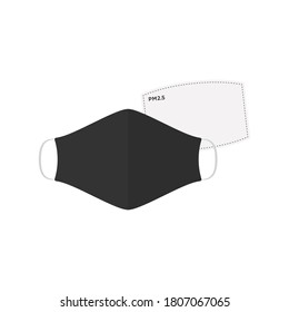 Face Mask with Filter Vector Illustration Background