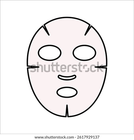Face Mask Flat design style, white sheet face mask, symbolizing skincare routine, ideal for beauty treatment and self-care graphics.
