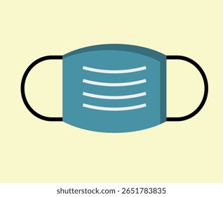 Face mask flat style vector illustration isolated on yellow background.