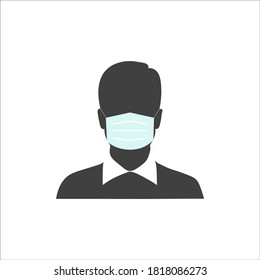 face mask, flu mask icon man EPS10