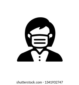 face mask, flu mask icon (woman)