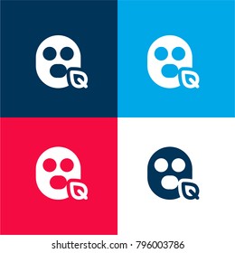 Face mask four color material and minimal icon logo set in red and blue
