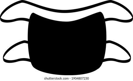 Vista frontal de máscara facial con icono de ilustración de vector de cordón	