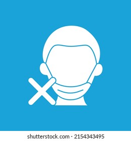  Face mask glyph icon. Incorrect mask wearing spread Covid19. Healthcare concept. Filled flat sign. Isolated silhouette vector illustration