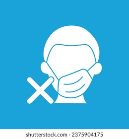  Brillensymbol für Gesichtsmasken. Falsche Maske tragen. Verordnungen. Gesundheitskonzept.Gefülltes Flachzeichen. Isolierte Silhouette, Vektorgrafik