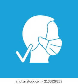  Face mask glyph icon. Regulations of mask wearing. Cover face. Covid19. Healthcare concept. Filled flat sign. Isolated silhouette vector illustration