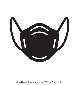 Face mask glyph icon for respiratory protection personal protective equipment and virus prevention measure vector illustration design vector solid glyph icon