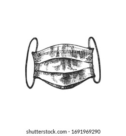 A face mask, graphic illustration in vector. Hand sketch of protective medical wear.