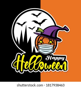 face mask happy halloween design vector