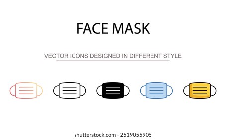 Design de ícone de máscara facial com ilustração de estoque de fundo branco