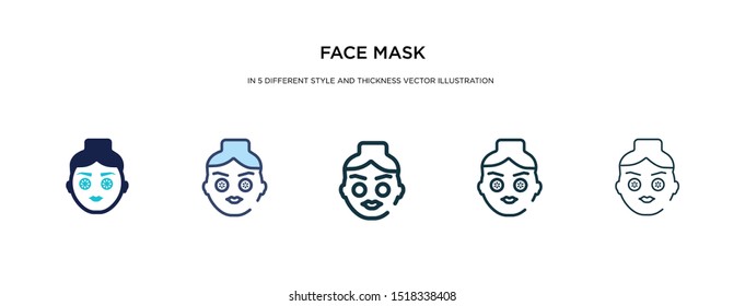 face mask icon in different style and thickness vector illustration. Two colored and black face mask vector icons in filled, outline, line, stroke style can be used for web, mobile, UI