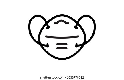 face mask icon, disease prevention. Protection wear from coronavirus, Virus, Dust Protection for Hospital or pollution protect gear
