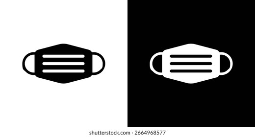 Face mask icon in flat black solid vector set