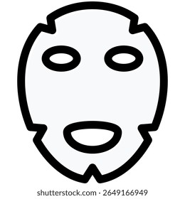 face mask icon in flat outline offset style