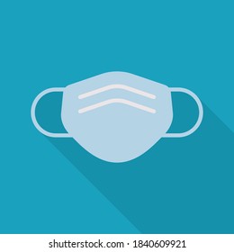 Face Mask Icon. Flat shadow icon design of surgical mask, facemask, n95 mask, face covering etc