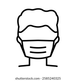 Face mask icon Flat vector set outline