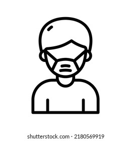 Face Mask Icon. Line Art Style Design Isolated On White Background