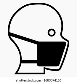 Face mask icon. Medical mask. Protection of the medic. Respirator. Protective equipment. Public Protection Poster. Vector icon.