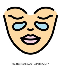 Face mask icon outline vector. Eye patch. Beauty gel color flat