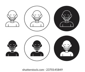 Face mask icon set in black filled and outlined style. suitable for UI designs