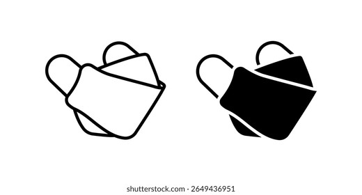 Face Mask icon set. Simple Line Illustration of a medical face mask, for protection against viruses, bacteria and pollution. Available in both outline and solid fill style.