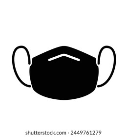 Face mask icon shadow silhouette vector illustration isolated on square white background. Simple flat cartoon drawing.