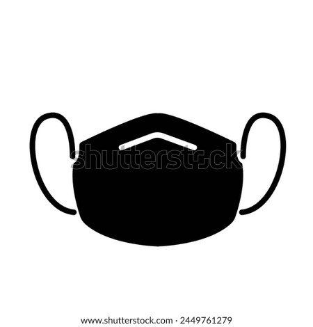 Face mask icon shadow silhouette vector illustration isolated on square white background. Simple flat cartoon drawing.