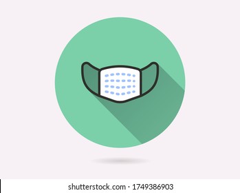 Gesichtsmaske-Symbol. Einfache Illustration mit langem Schatten einzeln für Grafik- und Webdesign.
