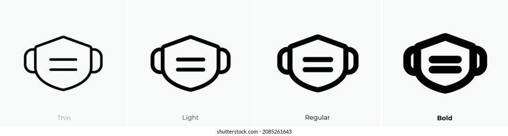face mask icon. Thin, Light Regular And Bold style design isolated on white background