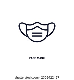 icono de máscara facial. Icono de máscara de la cara delgada de la colección de belleza y elegancia. Vector de contorno aislado en fondo blanco. El símbolo de máscara facial editable puede ser utilizado web y móvil