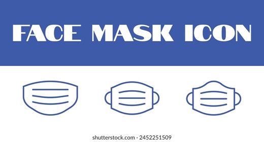 Face Mask Icon Vector Face covid 19 Protection Mask Icon Set Illustration