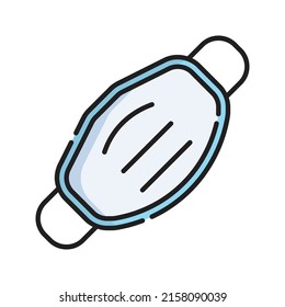 Face Mask Icon Vector Illustration. Flat Outline Cartoon. Medical Icon Concept Isolated Premium Vector