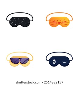 Face mask icons set cartoon vector. Nightwear element for resting and relaxation. Sleep and night rest