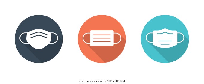 Face Mask Icons. Set of Facemask Shadow Circle Icon for Coronavirus Covid-19 